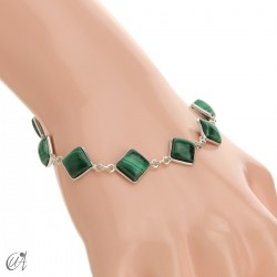 Silver bracelet with malachite - squares