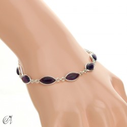 Silver bracelet and marquise gemstones -  amethyst