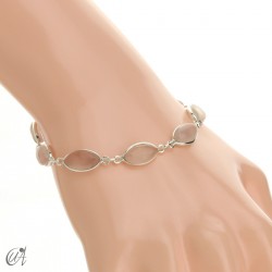 Silver bracelet and marquise gemstones - rose quartz