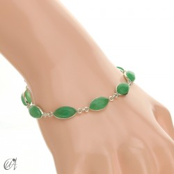 Silver bracelet and marquise gemstones - green sapphire