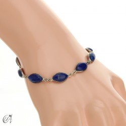 Silver bracelet and marquise gemstones - lapis lazuli