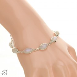 Silver bracelet and marquise gemstones - moonstone