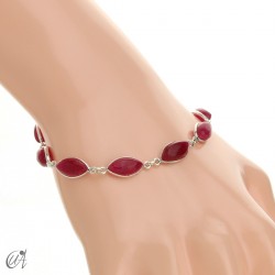 Silver bracelet and marquise gemstones - ruby