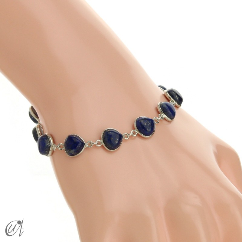 Pear gemstone bracelet in sterling silver - lapis lazuli