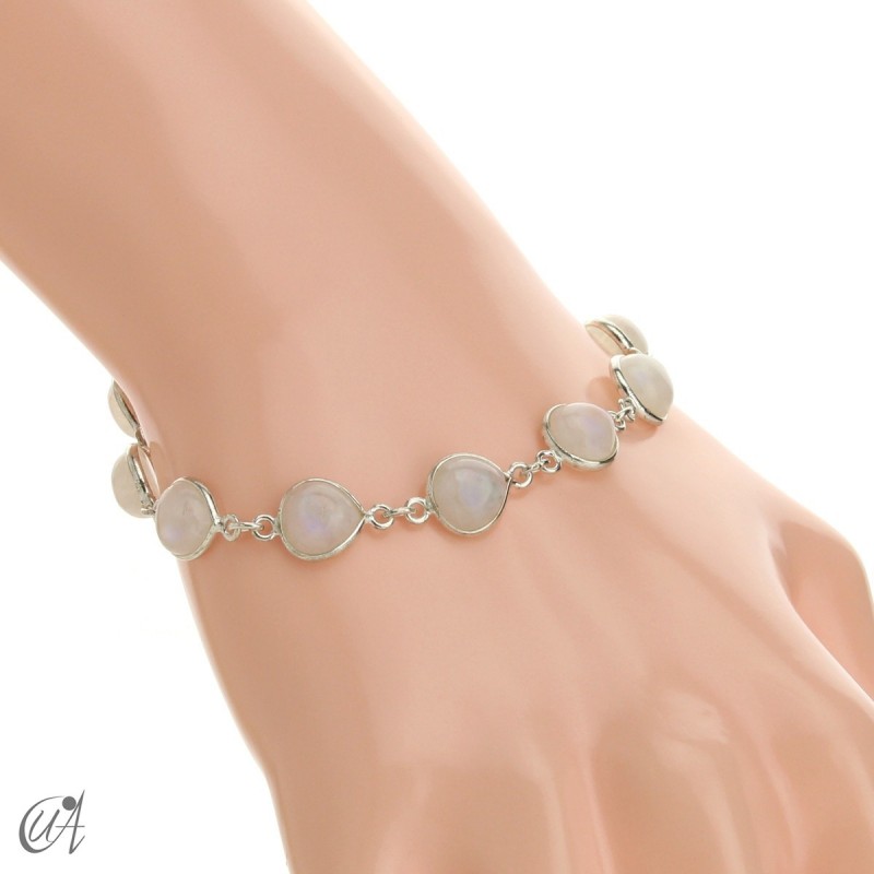 Pear gemstone bracelet in sterling silver - moonstone