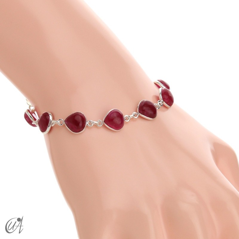 Pear gemstone bracelet in sterling silver - ruby
