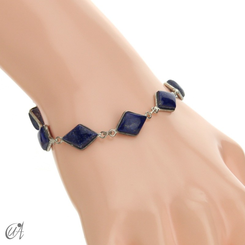 Rhombus, silver and stones bracelet - lapis lazuli