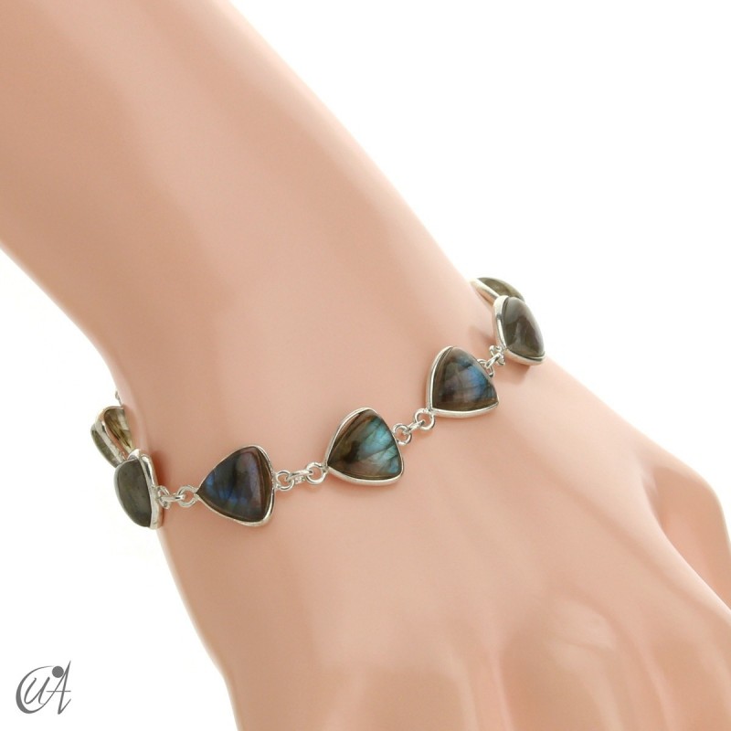 Silver bracelet and gems, threshing -  labradorite