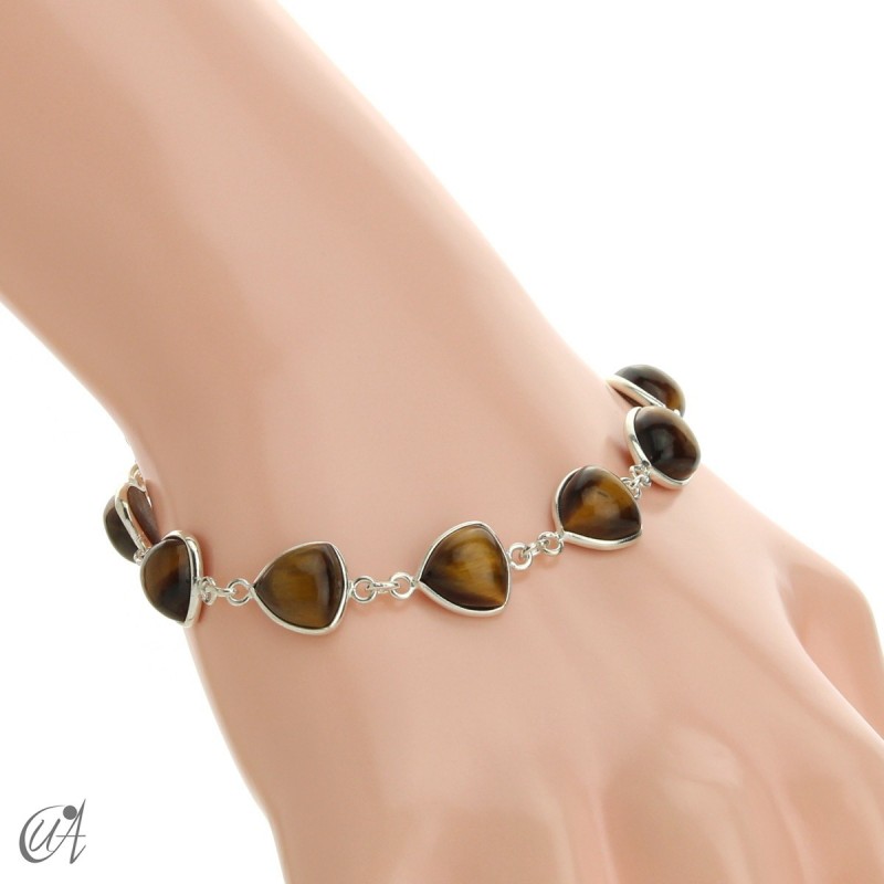 Silver bracelet and gems, threshing -  tiger eye