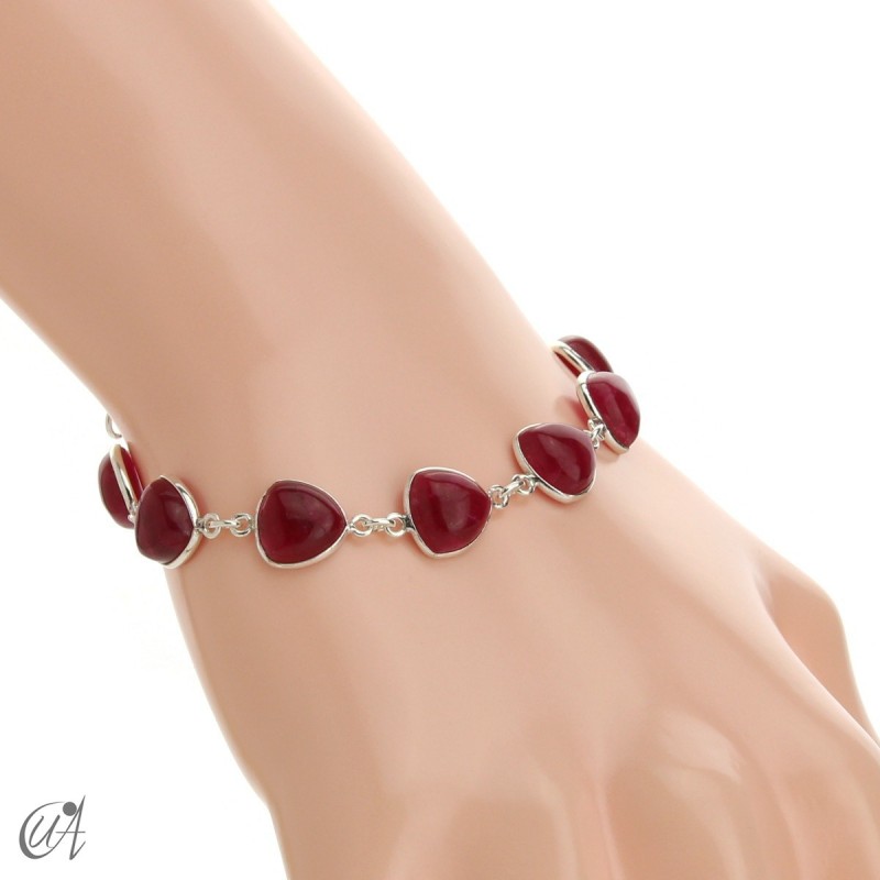 Silver bracelet and gems, threshing -  ruby