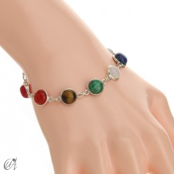 Chakra stones bracelet in sterling silver - round model