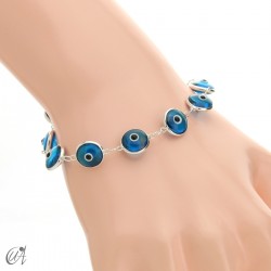 Sterling Silver Turkish Evil Eye Bracelet - blue