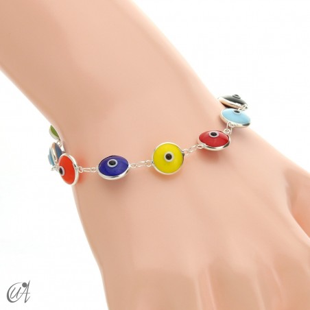 Sterling Silver Turkish Evil Eye Bracelet - mix of colors