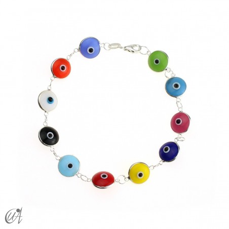 Sterling Silver Turkish Evil Eye Bracelet - mix of colors
