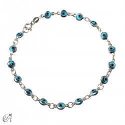 Turkish evil eye sterling silver bracelet - blue