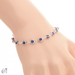 Turkish evil eye sterling silver bracelet - dark blue