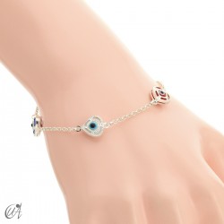 Amulet bracelet against the evil eye in sterling silver - heart
