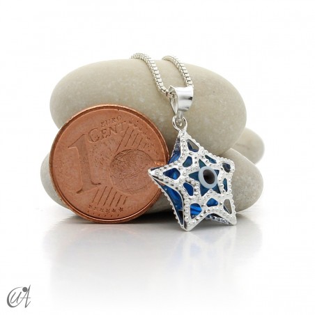Sterling silver star with Turkish Evil Eye pendant