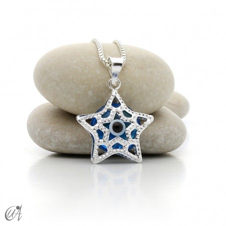 Sterling silver star with Turkish Evil Eye pendant