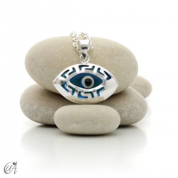 Openwork turkish evil eye pendant in 925 silver - marquise