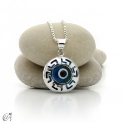Openwork turkish evil eye pendant in 925 silver - round