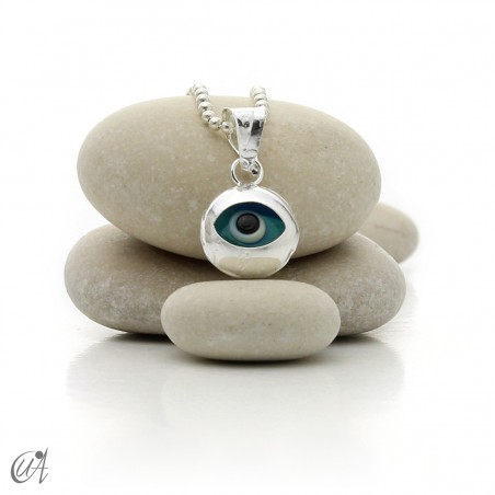 Evil Eye silver pendant - round