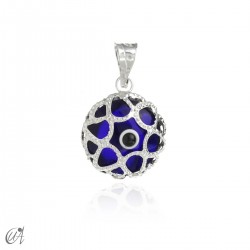 Turkish Evil Eye latticework 925 silver pendant - dark blue