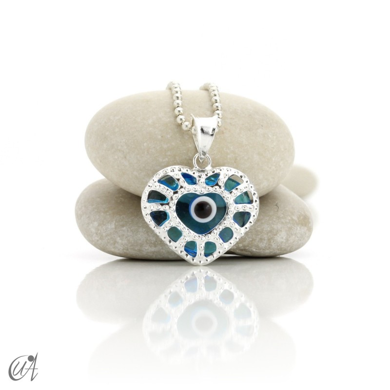 Turkish Evil Eye heart 925 silver pendant