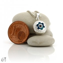 Turkish evil eye wrapped in sterling silver, pendant  - flower.