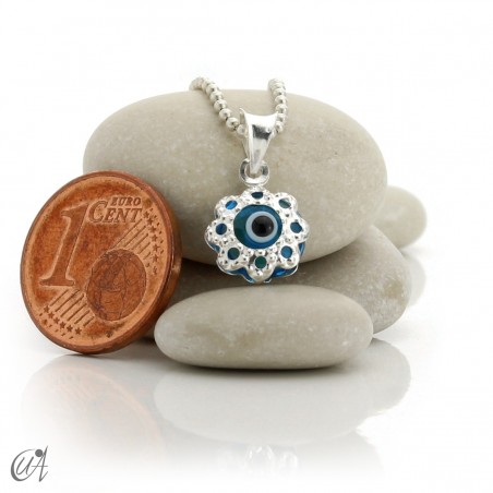 Turkish evil eye charm made of glass and 925 silver - flower