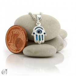 Turkish evil eye charm made of glass and 925 silver - hand of Fatima