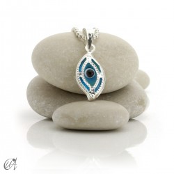Turkish evil eye charm made of glass and 925 silver - marquise