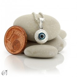 Turkish evil eye charm made of glass and 925 silver - closed round