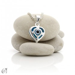 Turkish evil eye charm made of glass and 925 silver - heart