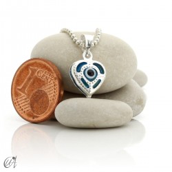 Turkish evil eye charm made of glass and 925 silver - heart