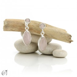 Earrings in 925 silver and rose quartz, classic marquise model