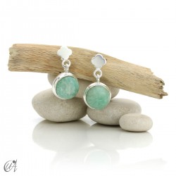 Classic round model earrings in sterling silver with amazonite