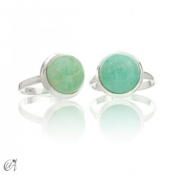 Amazonite in sterling silver, classic round ring