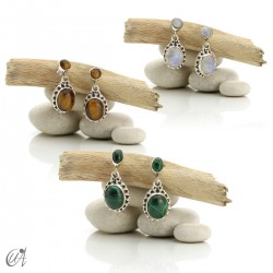 Kanda earrings, stones and sterling silver