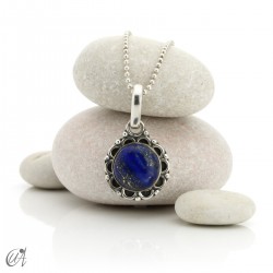 Natural lapis lazuli stone and sterling silver Iara pendant