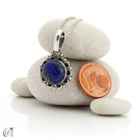 Natural lapis lazuli stone and sterling silver Iara pendant