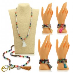 Chakras Tibetan Buddhist Mala Beads (bracelet) with natural stones