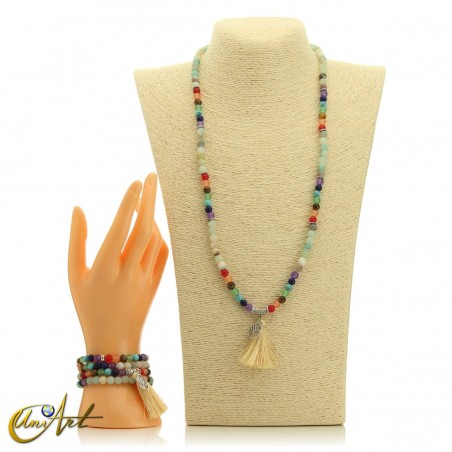Chakras Tibetan Buddhist Mala Beads (bracelet) with amazonite