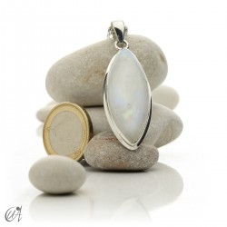 Marquise moonstone pendant in silver - model 3