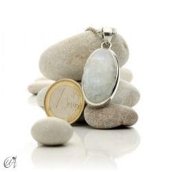 Silver and moonstone, oval pendant, model 1