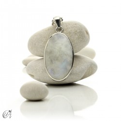 Silver and moonstone, oval pendants