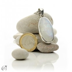 Silver and moonstone, oval pendant, model 3