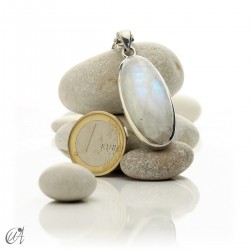 Silver and moonstone, oval pendant, model 5