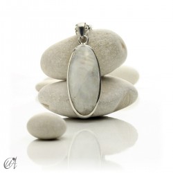 Silver and moonstone, oval pendant, model 5