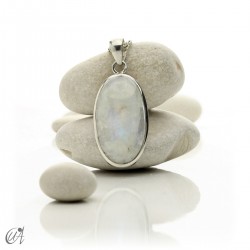 Silver and moonstone, oval pendant, model 6